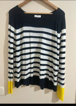 Jersey Zara Rayas M/L Negro Blanco Amarillo