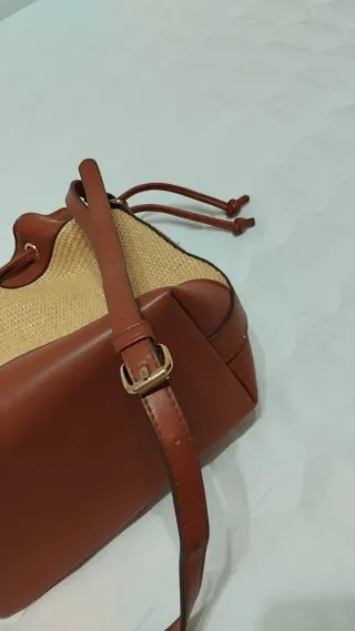 Bolso de paja y piel