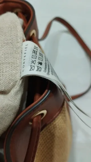 Bolso de paja y piel