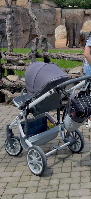Carro de bebé gris y blanco