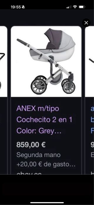 Carro de bebé gris y blanco