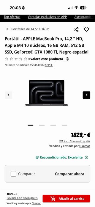 MacBook Pro 14 16/512GB Chip M4