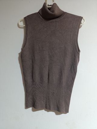 Jersey sin mangas cuello alto mujer