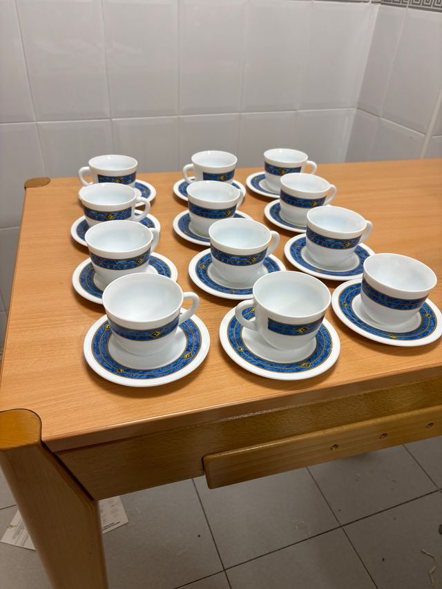 Juego 12 Tazas y Platos Café Porcelana