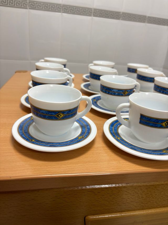 Juego 12 Tazas y Platos Café Porcelana