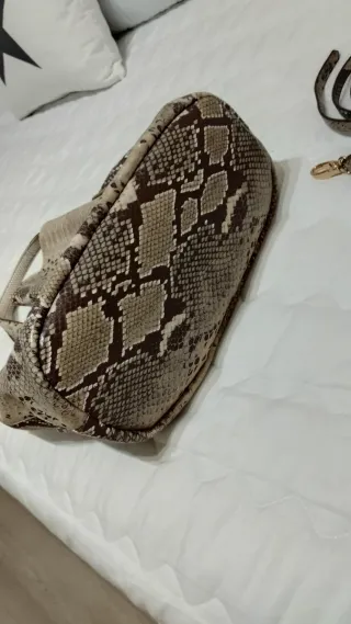 Bolso Piel Serpiente Beige y Marrón