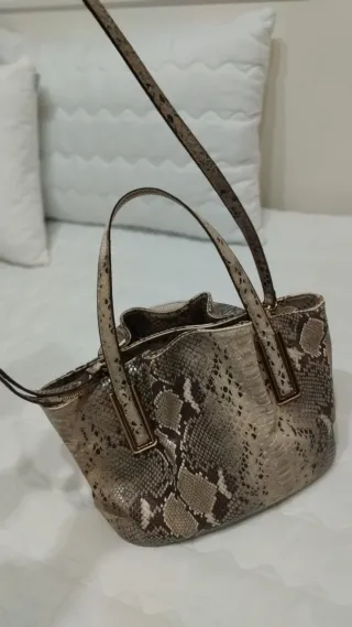 Bolso Piel Serpiente Beige y Marrón