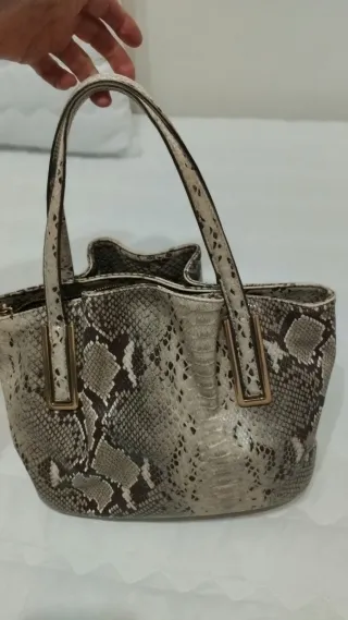 Bolso Piel Serpiente Beige y Marrón