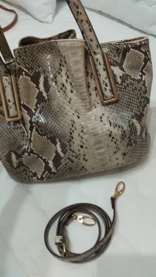 Bolso Piel Serpiente Beige y Marrón