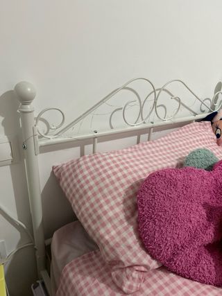 Cama individual metálica blanca 90x190