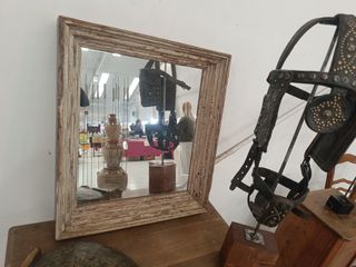 Espejo antiguo madera pino