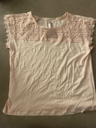 Camiseta Sfera encaje salmón Talla S