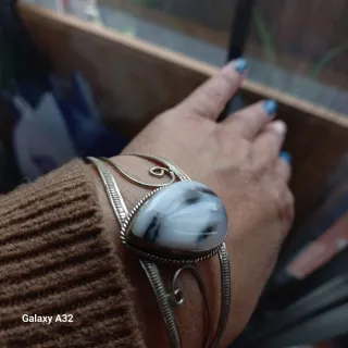 Pulsera en  Plata Dije ágata Blanca