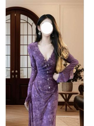 Vestido invierno de encaje púrpura