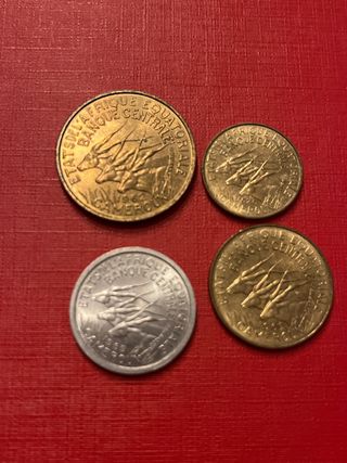 Set di 4 monete antiche del Camerun