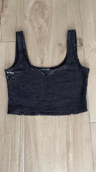 Top fiesta lentejuelas negro