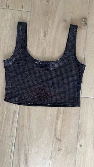 Top fiesta lentejuelas negro