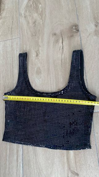 Top fiesta lentejuelas negro