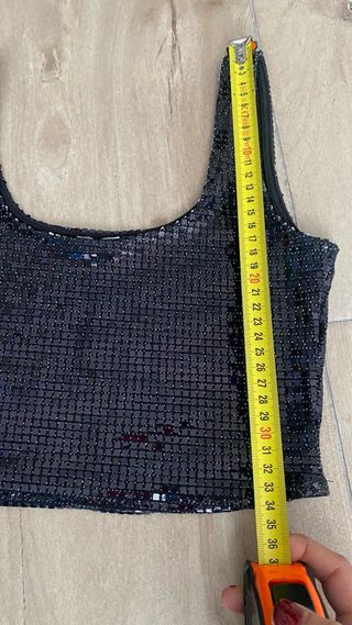 Top fiesta lentejuelas negro