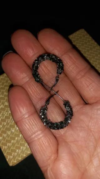 Pendientes Aro Pequeños Parfois Verdes y Plateados