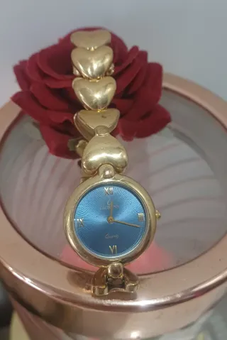 Orologio Laurens vintage cuori blu oro