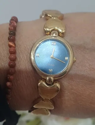 Orologio Laurens vintage cuori blu oro