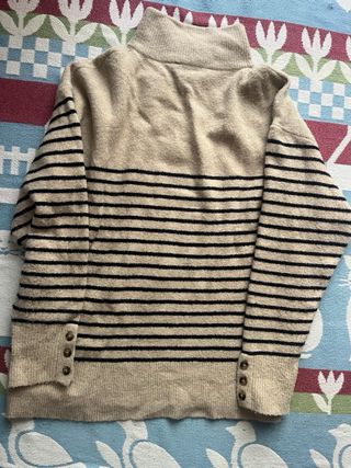 Jersey oversize rayas negras y crema