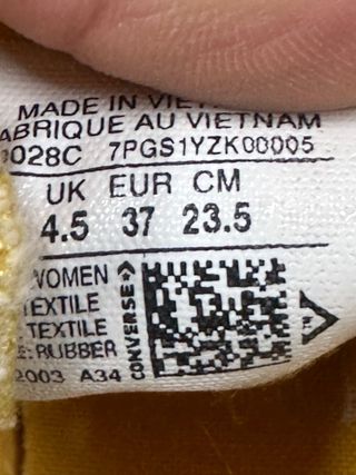 Converse Gialle Platform Tg 37