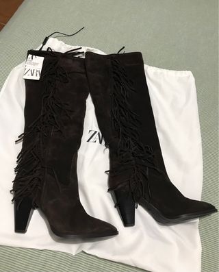 Botas Zara Ante Marrón con Flecos