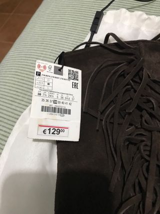 Botas Zara Ante Marrón con Flecos