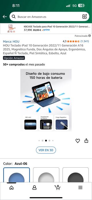 Teclado HOU iPad 10 Generación Azul