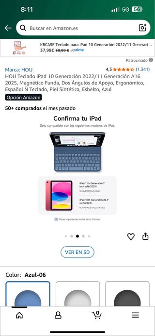 Teclado HOU iPad 10 Generación Azul