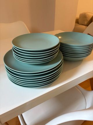 Vajilla Ikea 23 platos color turquesa