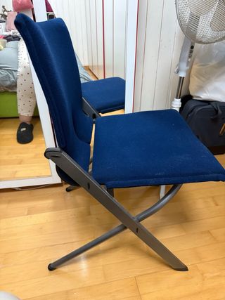 Silla plegable oficina azul y gris