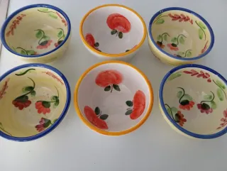 Juego 6 cuencos cerámica pintados a mano