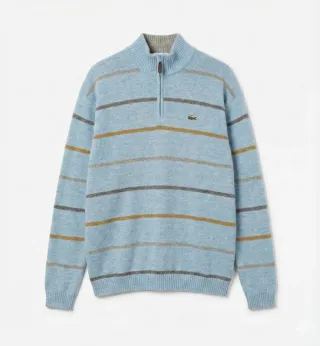 Jersey Lacoste de lana Azul Rayas