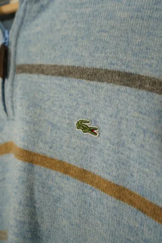 Jersey Lacoste de lana Azul Rayas