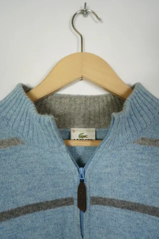 Jersey Lacoste de lana Azul Rayas
