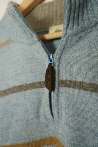 Jersey Lacoste de lana Azul Rayas