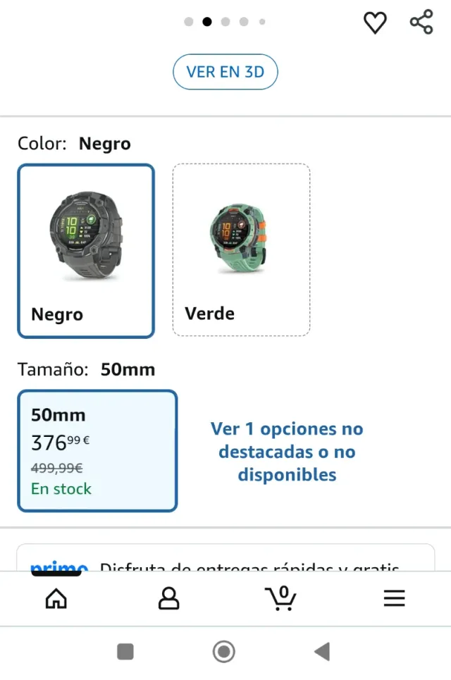Garmin Instinct 3 Reloj Gris/Verde