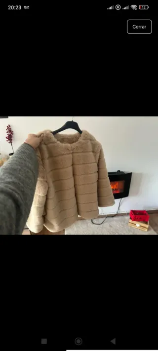 Abrigo pelo mujer beige