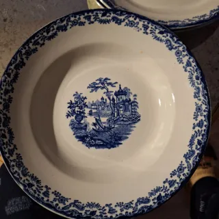 4 Platos Porcelana Azul La Cartuja