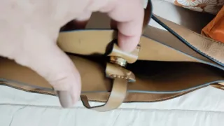 Bolso cubo símil piel beige