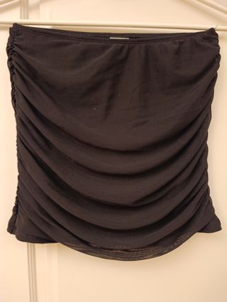 Top bandeau negro fruncido