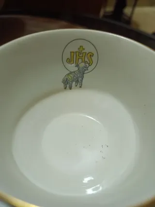 Taza y platillo comunión porcelana