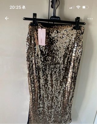 Gonna paillettes oro spacco laterale