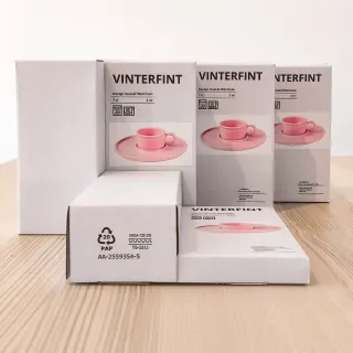 Set 4 Tazas y Platos Gustaf Westman x Ikea Rosa