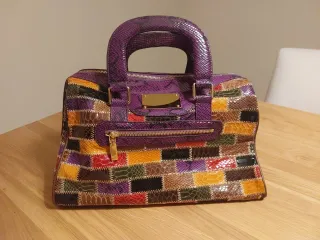 Bolso de piel patchwork multicolor bowling