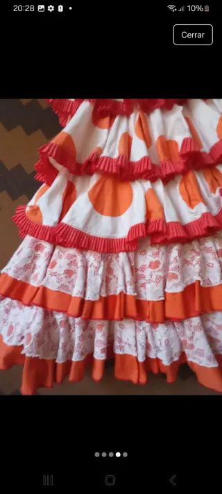 Vestido Flamenca Lunares Naranja Talla Única