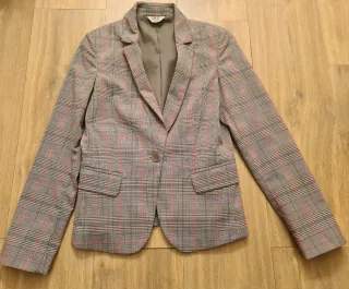 Americana Liu Jo cuadros gris y rosa